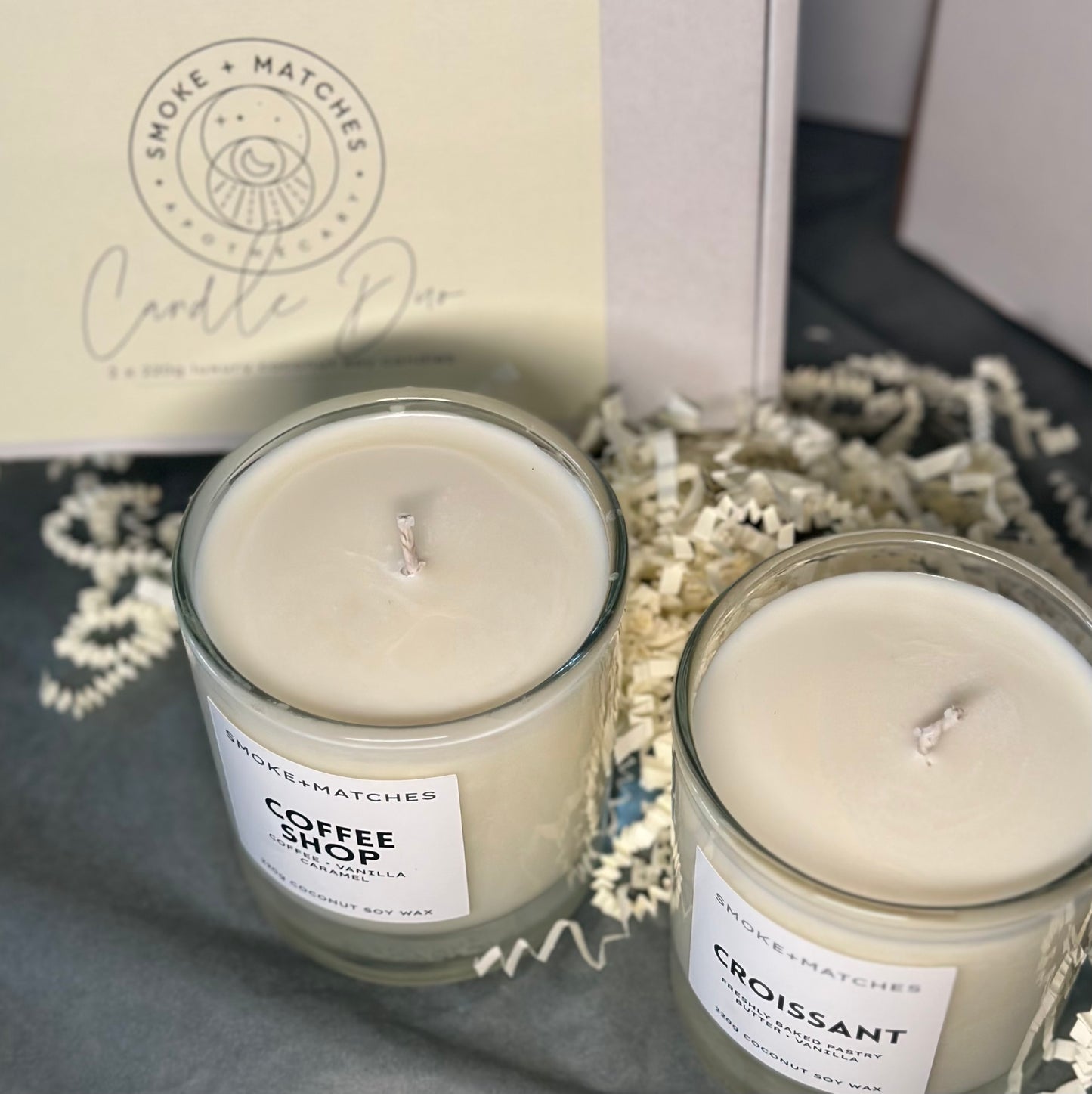 Coffee + Croissant Candle Gift Set  - 220g Candle Duo