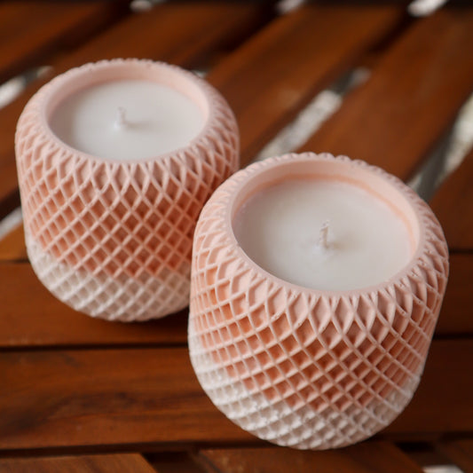 Summer Candle Set - Stone Jar Duo - Coral