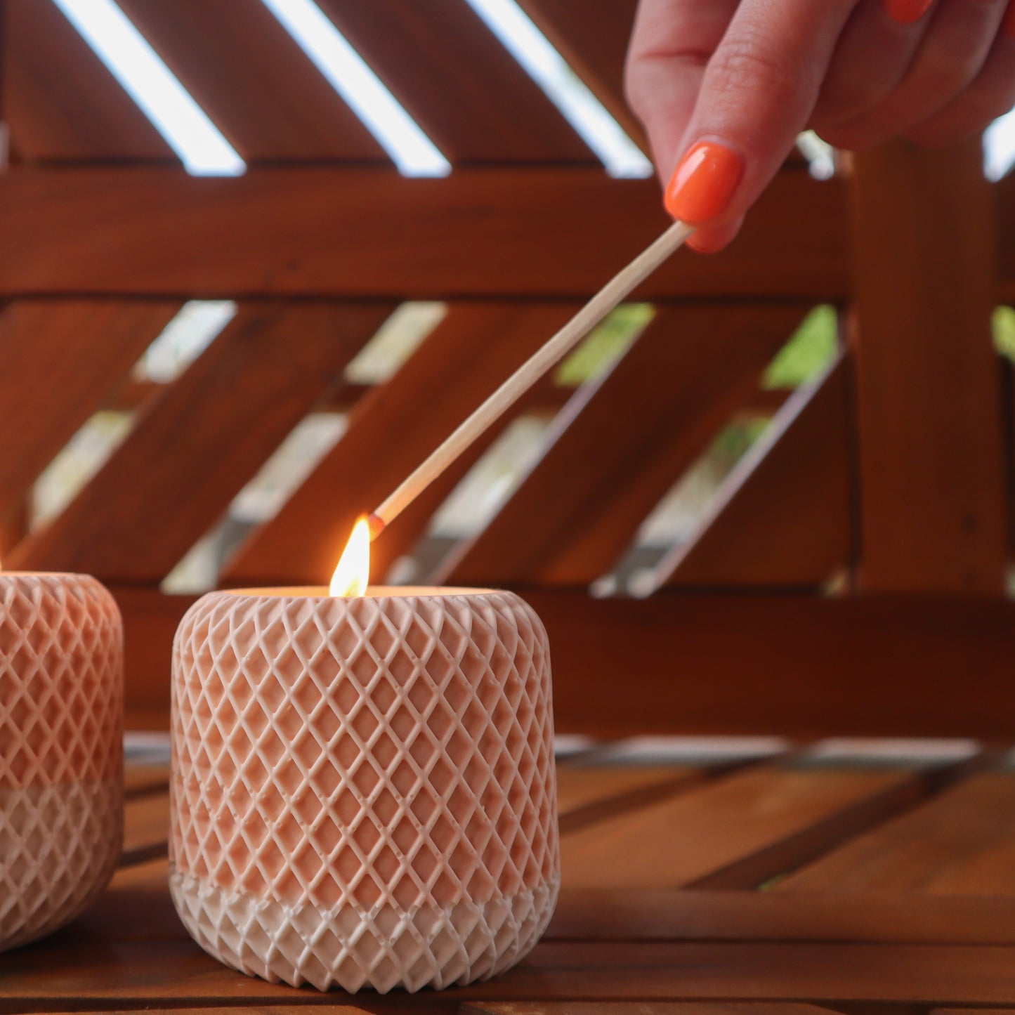 Summer Candle Set - Stone Jar Duo - Coral